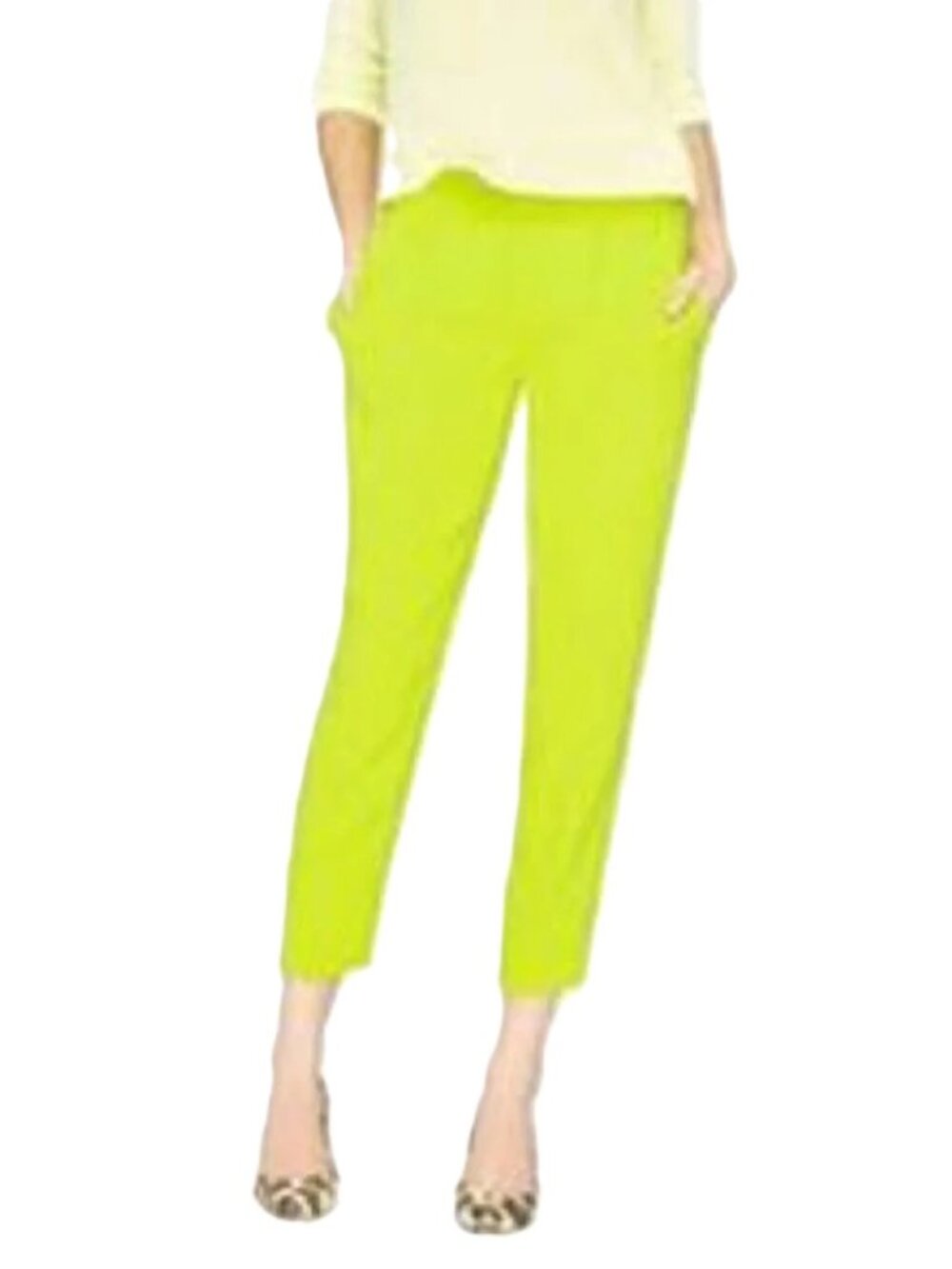 J. Crew sz 8 Scout highlighter neon yellow cropped chinos - vintage!